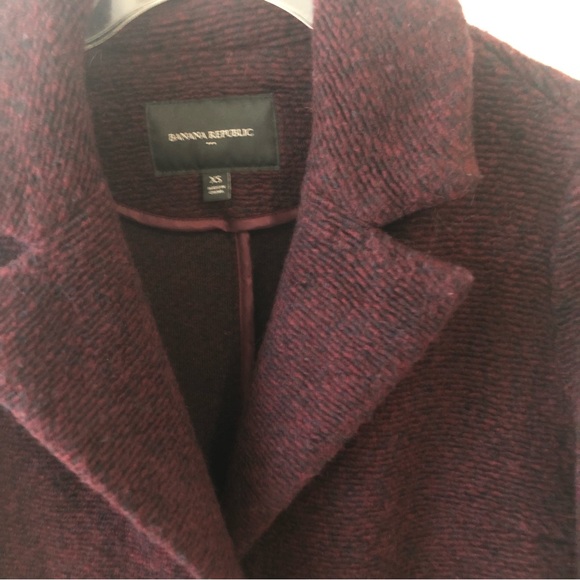 Banana Republic Wool Blend Overcoat Beetroot Burgundy Red heather tweed - Picture 5 of 12